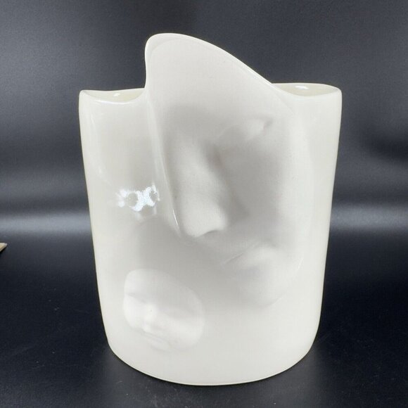 Sara Lund Face Vase Mother and Child Hand Made Stoneware Pottery Artist Signed - Picture 13 of 13